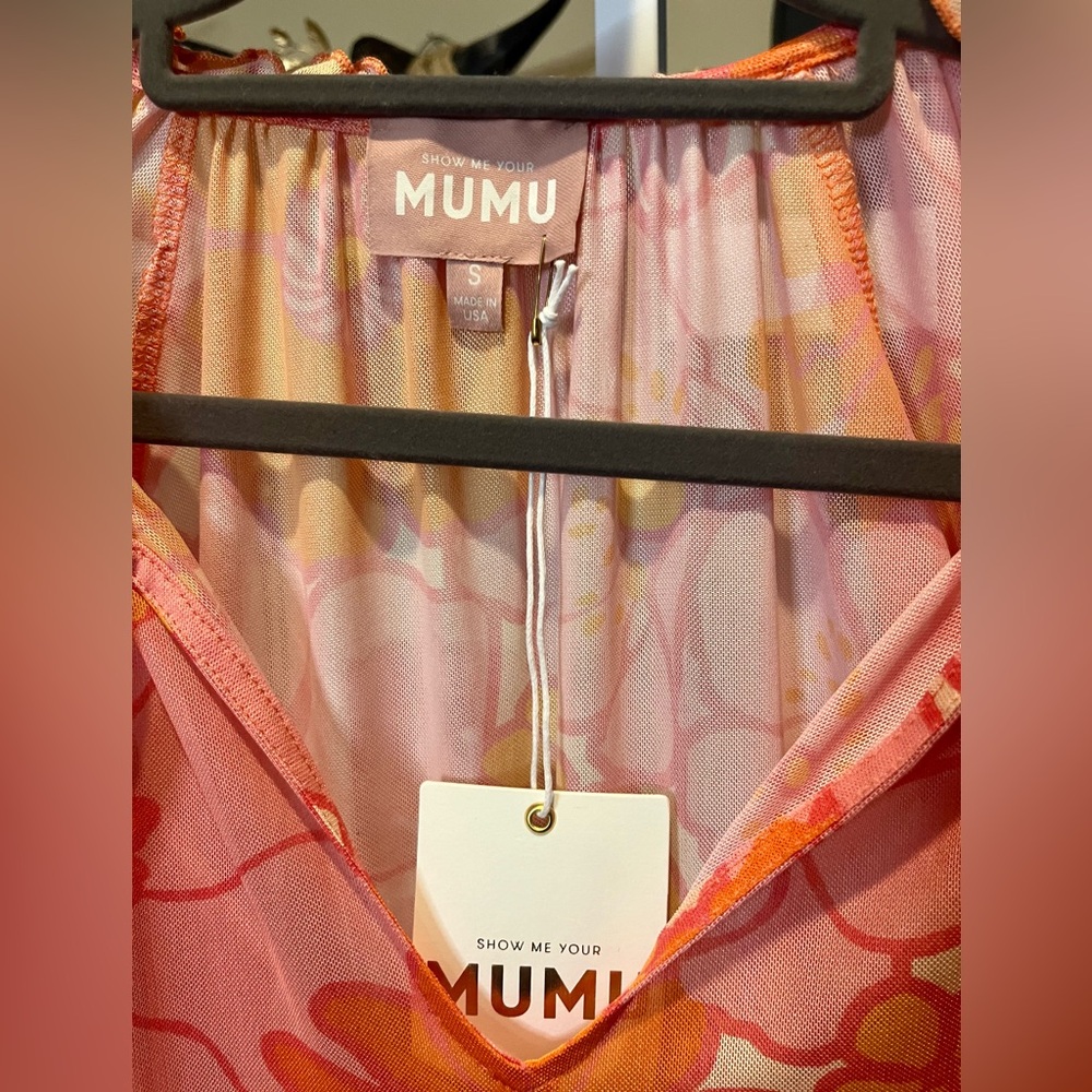 NWT Show Me Your MuMu Viola Retro Garden Mesh Mini Dress - Picture 9 of 10